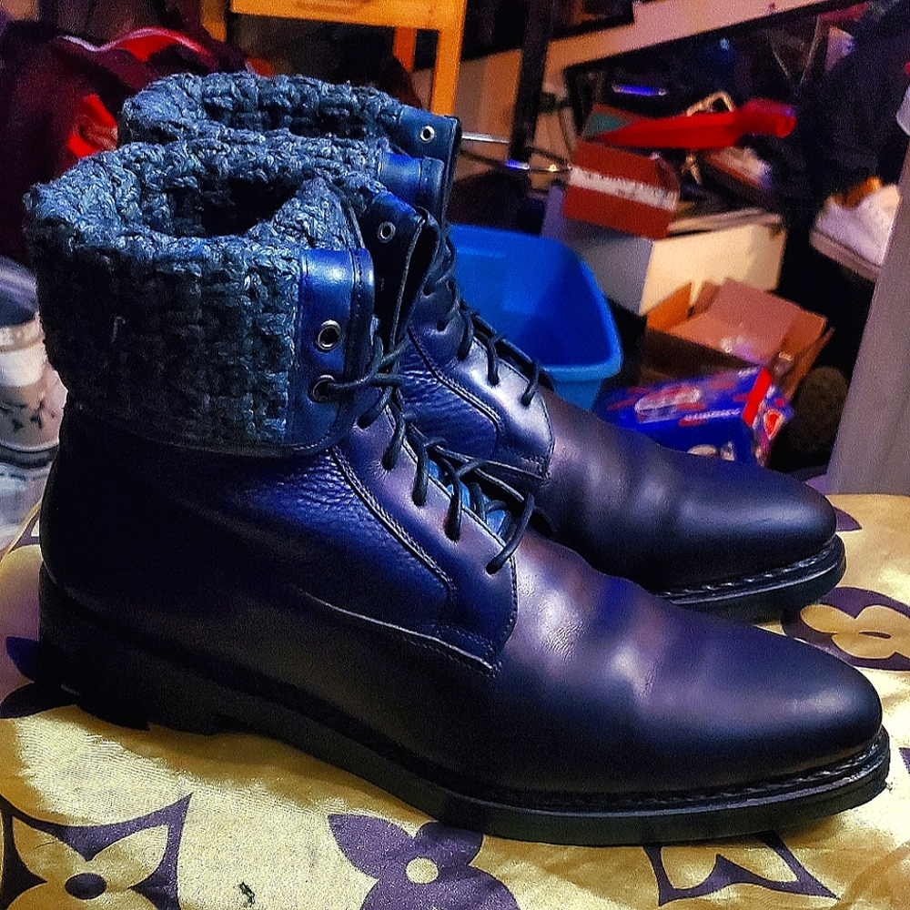 Santoni shearling derby boots - Picture 3 of 10